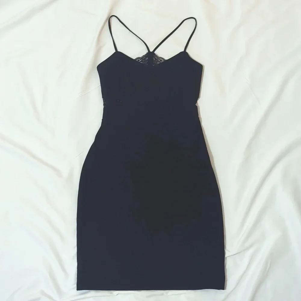 Express Spaghetti Strap Bodycon Mini Dress, Color Black Size 2